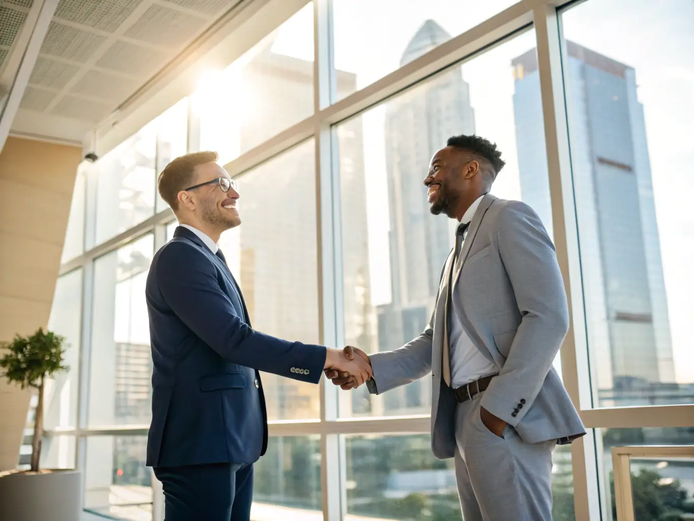 A handshake between two executives symbolizing a successful institutional partnership facilitated by Thunder Trade Enterprises.